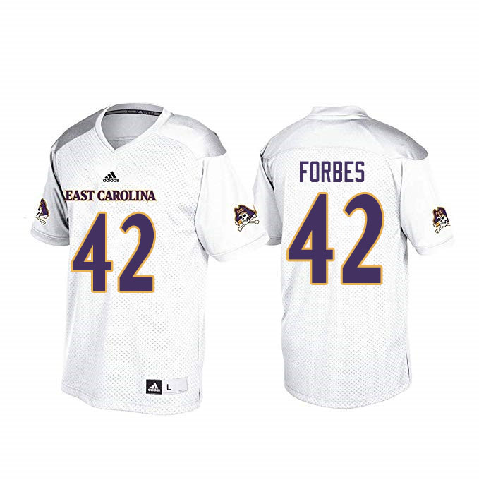 Men #42 Keaton Forbes ECU Pirates College Football Jerseys Sale-White - Click Image to Close